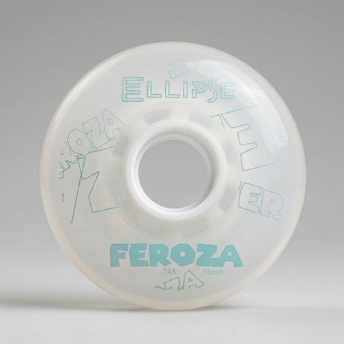 Roue de roller Feroza 76mm 74A blanche translucide