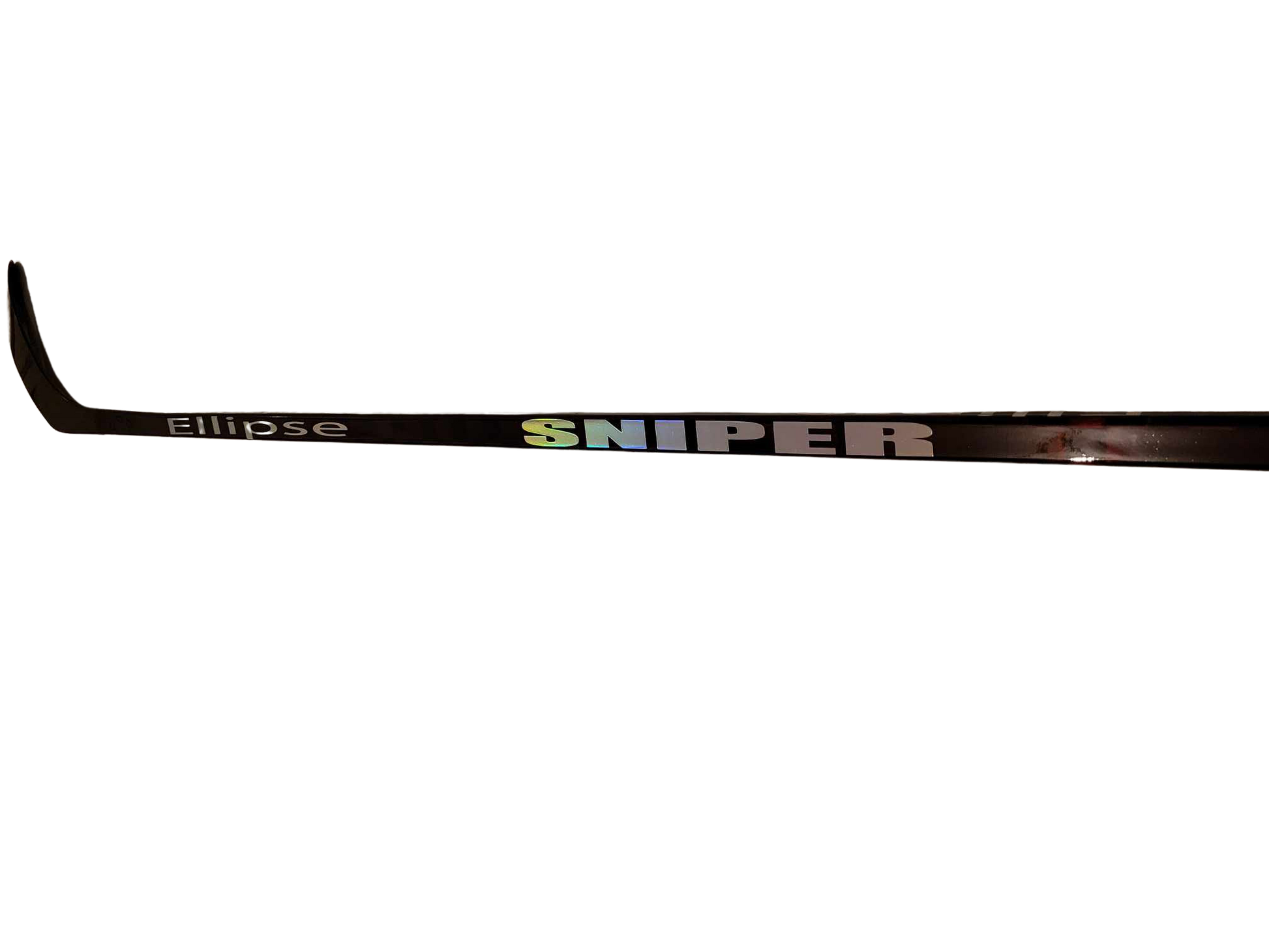 Crosse de hockey senior Ellipse Sniper Red One en carbone ultra légère avec reflets rouges.