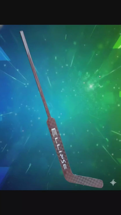 Crosse de gardien de but Ellipse 100% carbone extra légère, disponible en tailles 25 et 26 pouces."
