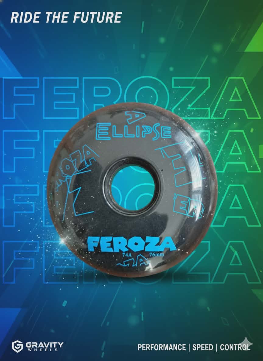 Roues roller hockey 74A Ellipse Feroza noir 76mm indoor